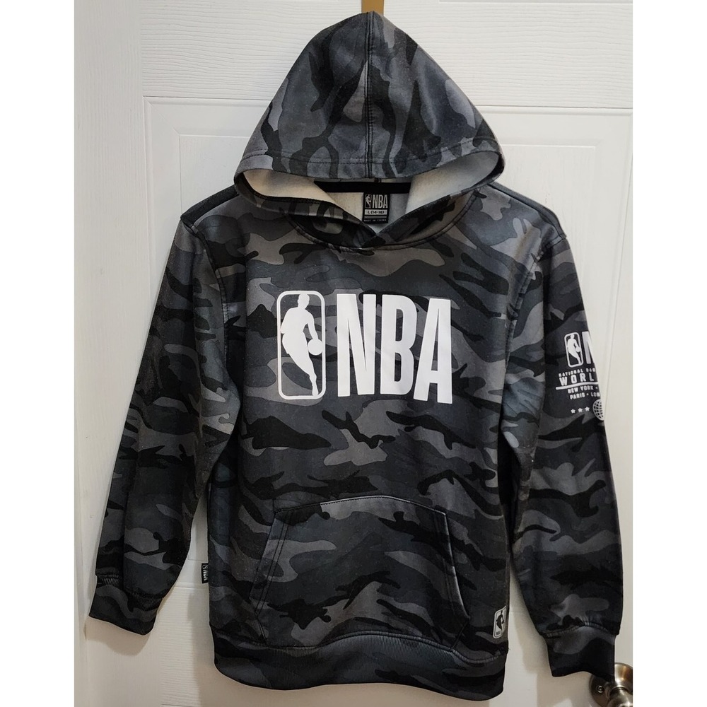 NBA Boys Large (14-16) Black/Gray Camo Hoodie Pullover Basketball Youth Kids